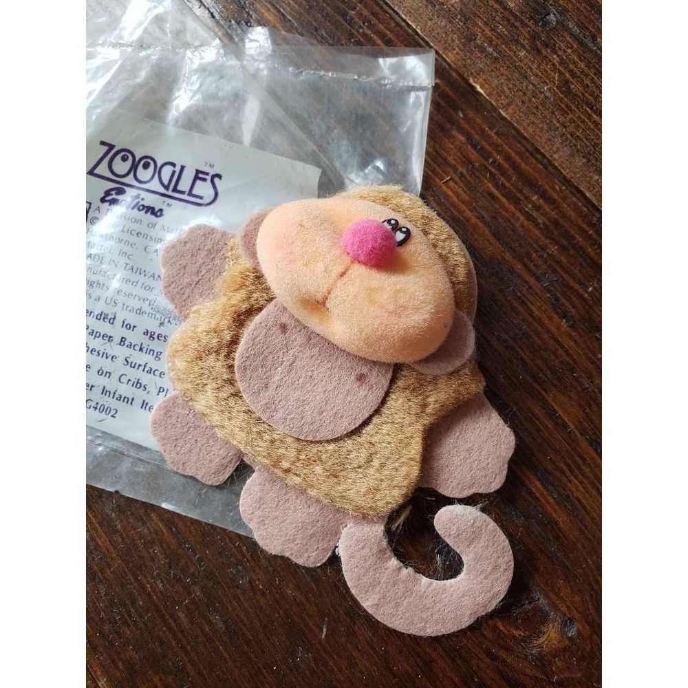1990s 3D‎ Monkey Zoogles Emotions Mattel Sticker fuzzy flocked